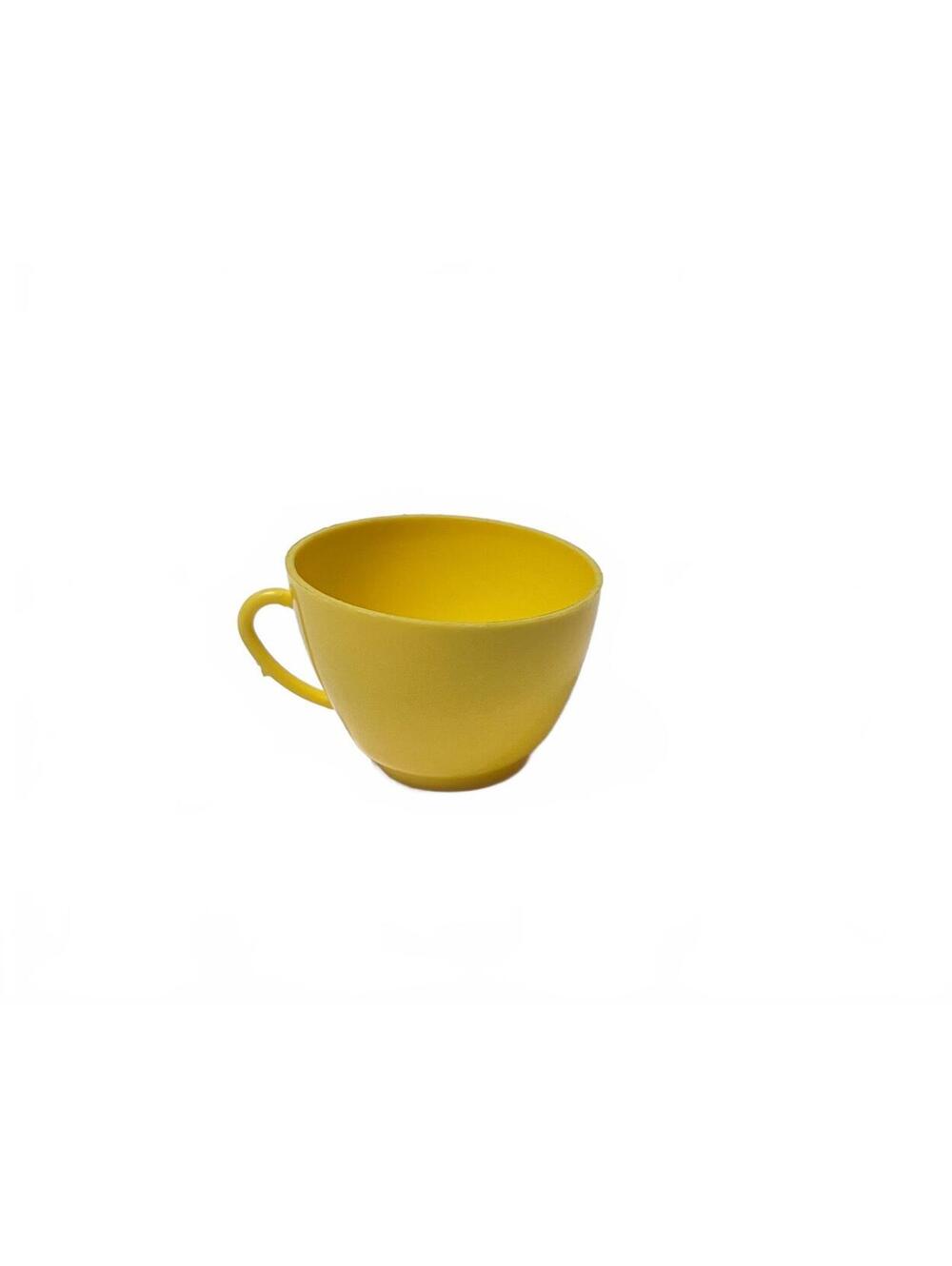 Vintage Pastel Yellow Plastic Teacup Replacement Pretend Play Kitchen Toy Cup